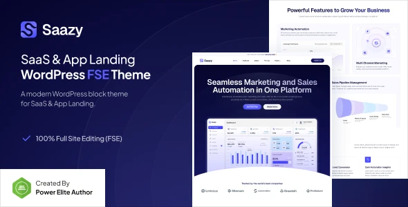 Saazy – SaaS & App Landing Page FSE WordPress Theme